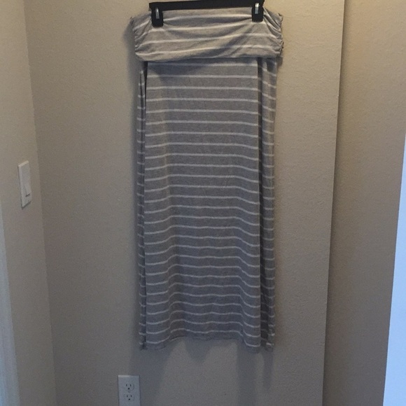 Joe By Joe Boxer Grey & White Y2K Striped Foldover Maxi Skirt Size XL - Picture 1 of 5